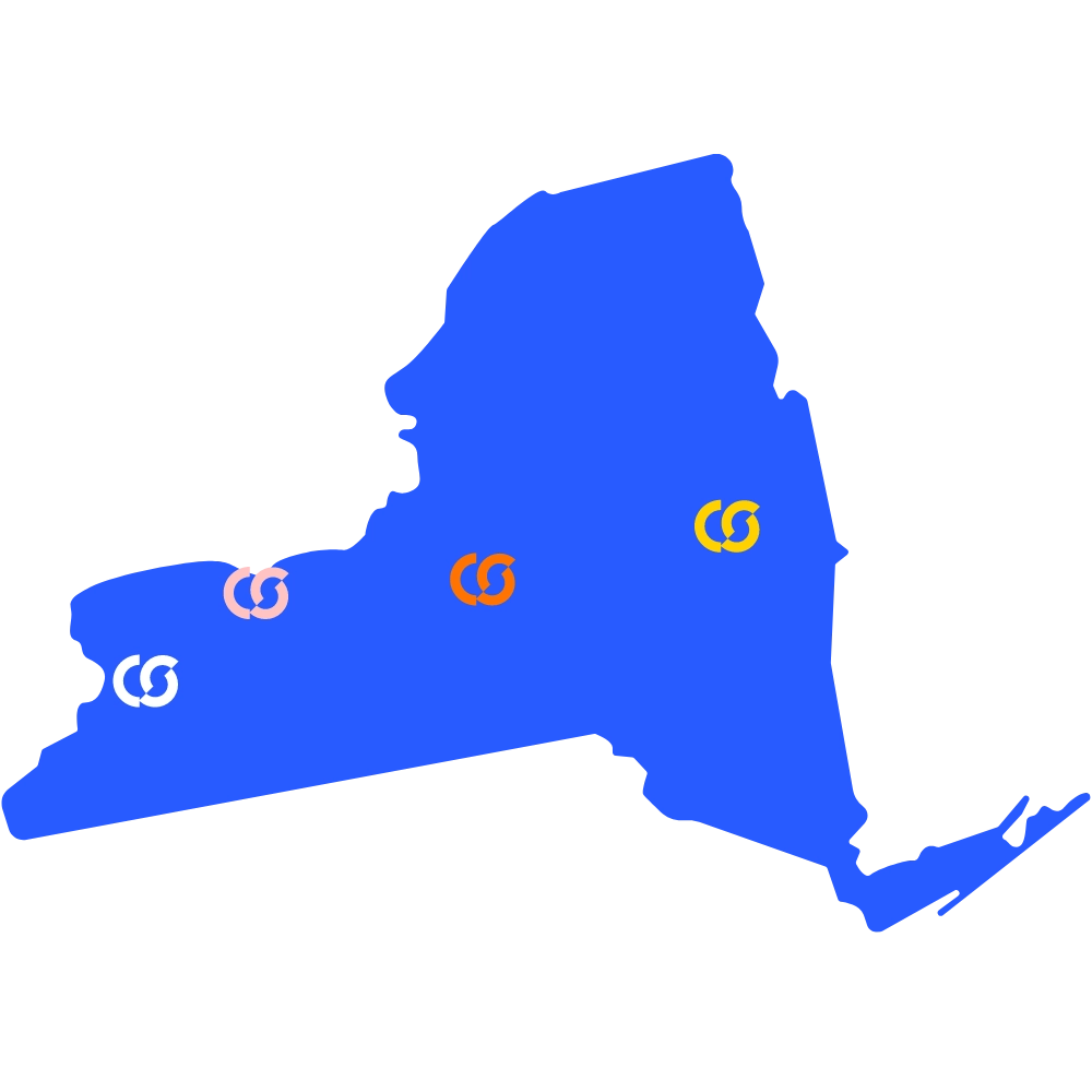 A picture depicting Career Start office locations across New York State.