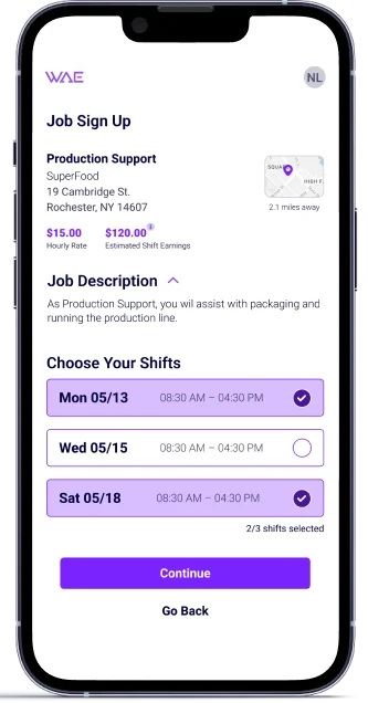 Through WAE, signing up for your next jump is as simple as clicking the shifts you want.